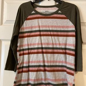 Multi colored striped 3/4 sleeve top
